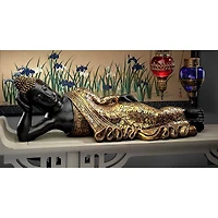 Design Toscano 32.5" The Golden Kiss Reclining Buddha Statue