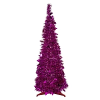 6ft. Unlit Pink Tinsel Pop-Up Artificial Christmas Tree