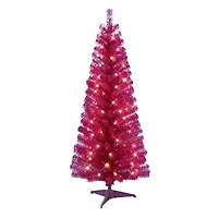 4.5ft. Pre-Lit Amaranth Tinsel Artificial Christmas Tree, Clear Lights