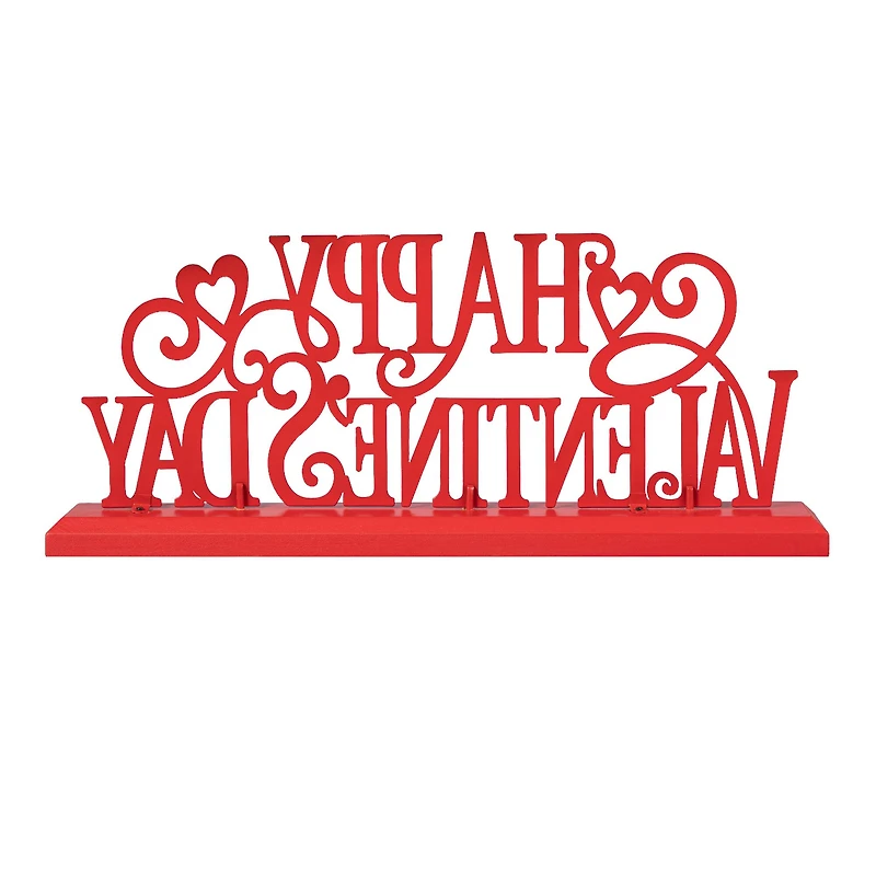 Glitzhome® 16" Wooden & Metal Happy Valentine's Day Table Décor
