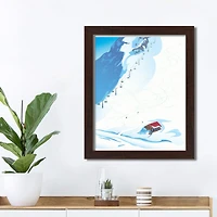 Mountain Ski Scene Black Framed Print Under Plexiglass
