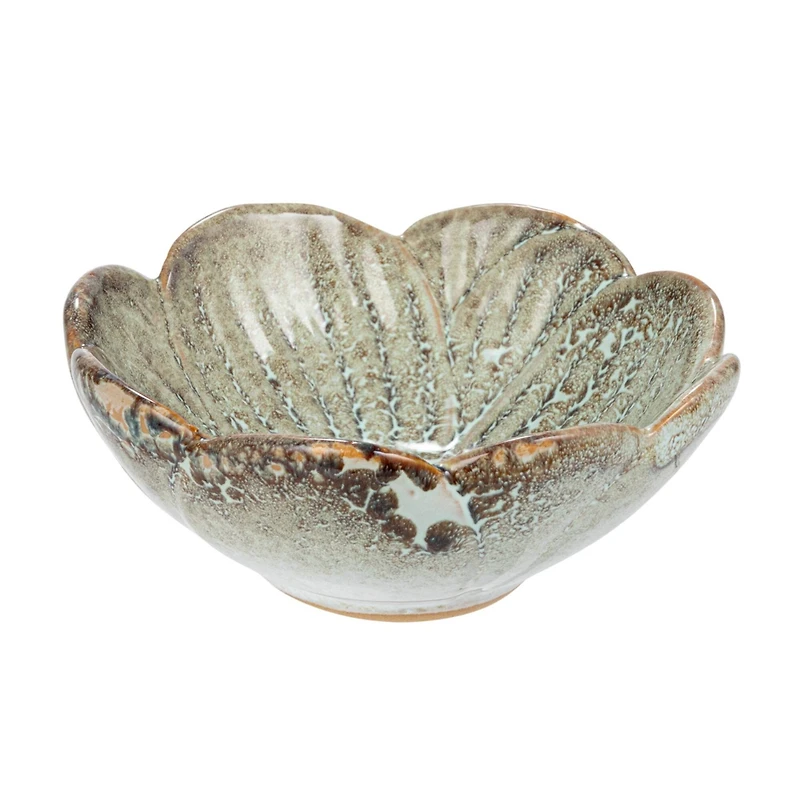 Hello Honey® 4.75" Blue & Brown Stoneware Flower Bowl with Reactive Glaze