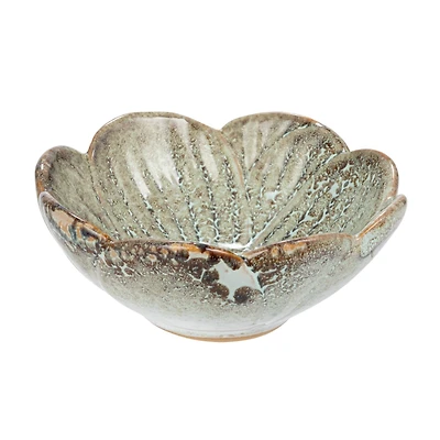 Hello Honey® 4.75" Blue & Brown Stoneware Flower Bowl with Reactive Glaze