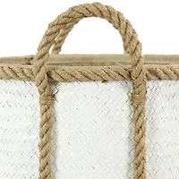 White Seagrass Coastal Storage Basket Set