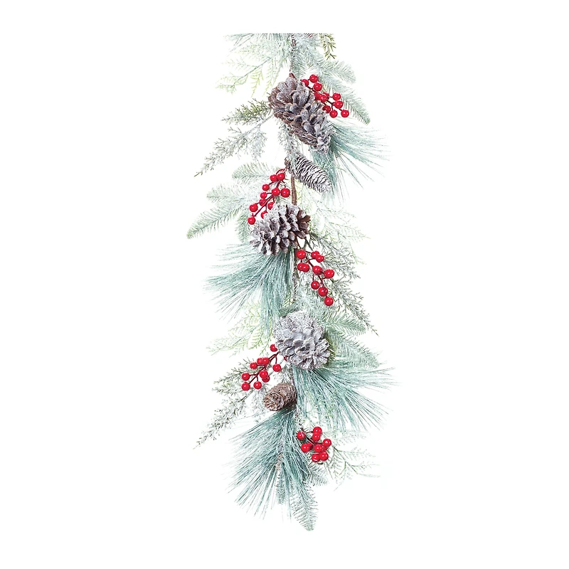 6ft. Christmas Berries Frosted Pinecone Garland