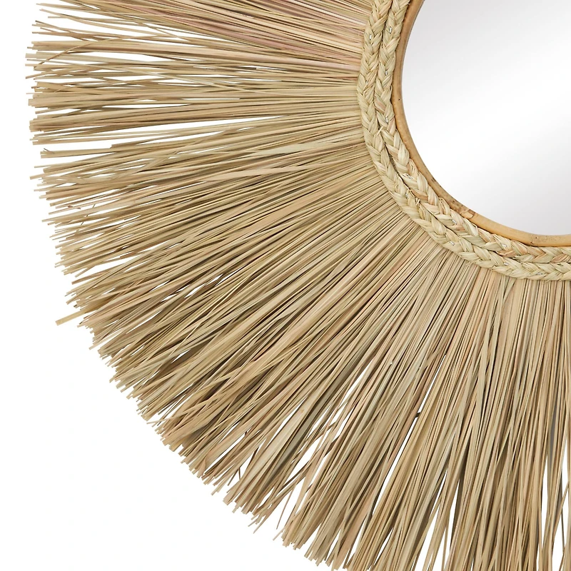 Brown Reed Bohemian Wall Mirror, 32" x 32" x 2"
