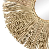 Brown Reed Bohemian Wall Mirror, 32" x 32" x 2"