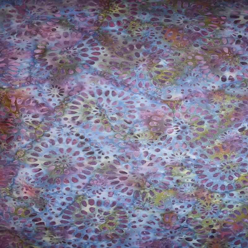 Feldman Batik Royal Plum Stamp Starburst Cotton Fabric