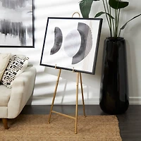 51.5" Gold Metal Adjustable Minimalistic Floor Easel with Circular Ring Top