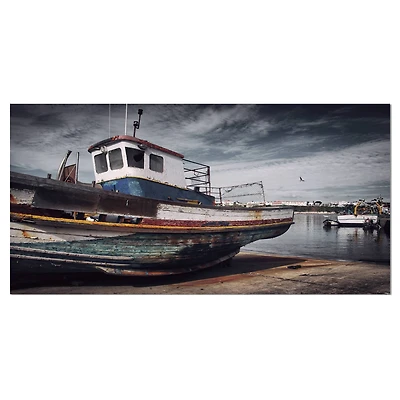 Designart Old Fishing Boat Large Boat Canvas Art Print