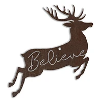 4" Believe Reindeer Metal Ornament