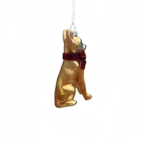 4" Golden Brown & Red Dog with Bow Glass Ornament by Ashland®