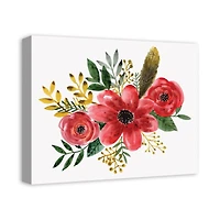 Feathers and Red Flowers 16" x 20" Canvas Wall Art