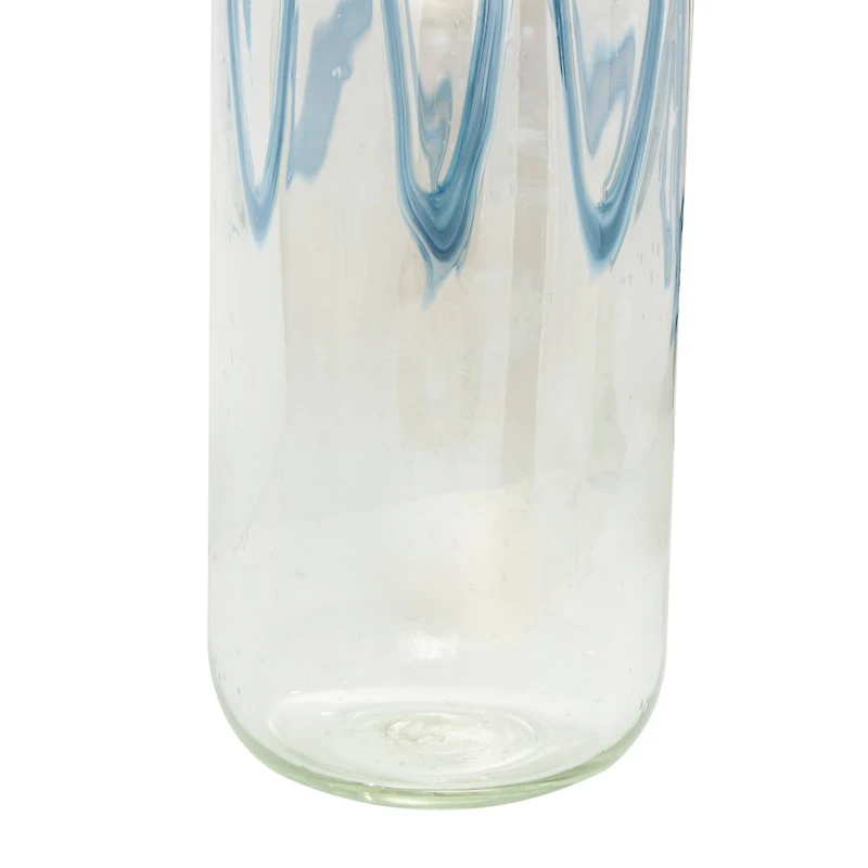 17" Clear Vase with Wavy Blue Design