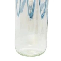17" Clear Vase with Wavy Blue Design