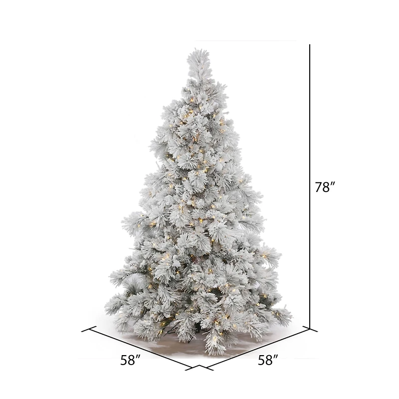 6.5ft. Pre-Lit Flocked Alberta Artificial Christmas Tree, Pure White LED Lights
