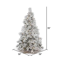 6.5ft. Pre-Lit Flocked Alberta Artificial Christmas Tree, Pure White LED Lights