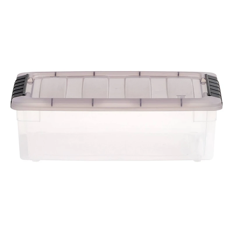 IRIS Stack & Pull Clear Plastic Storage Boxes with Gray Lid
