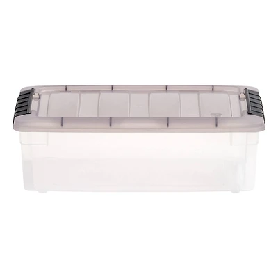 IRIS Stack & Pull Clear Plastic Storage Boxes with Gray Lid