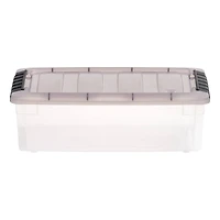 IRIS Stack & Pull Clear Plastic Storage Boxes with Gray Lid