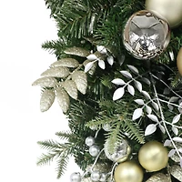 28" Battery-Operated Pre-Lit Decorated Artificial Swag with Gold Bow