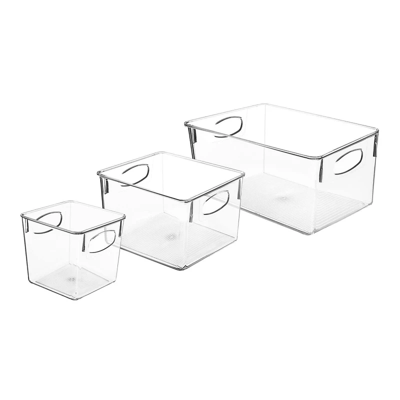 Sorbus Small, Medium & Large Clear 3 Bin Set