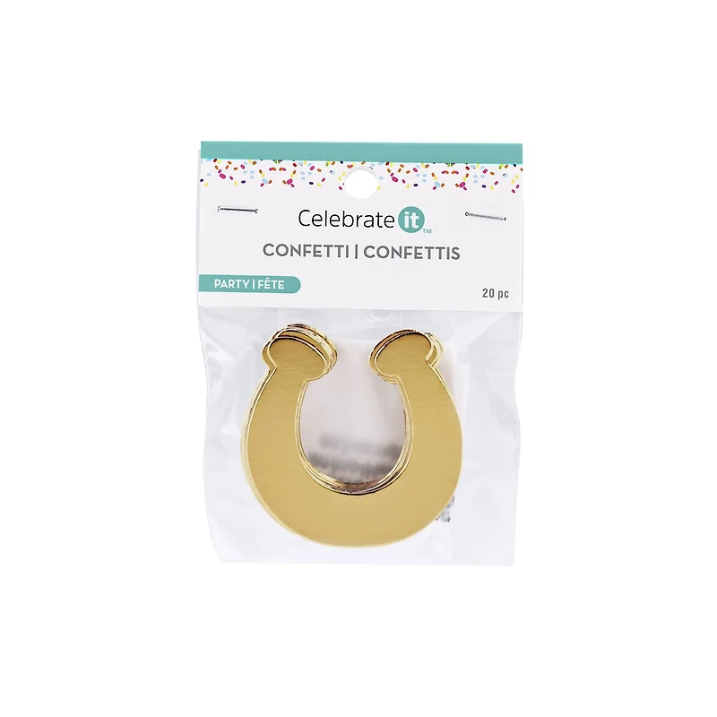 12 Packs: 20 ct. (240 total) 2" Gold Horseshoe Confetti by Celebrate It™