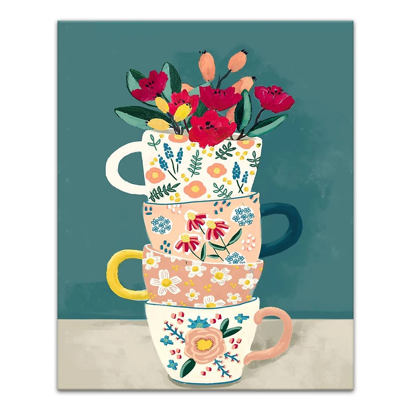 Floral Mugs Canvas Wall Art
