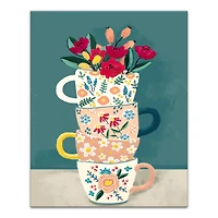 Floral Mugs Canvas Wall Art