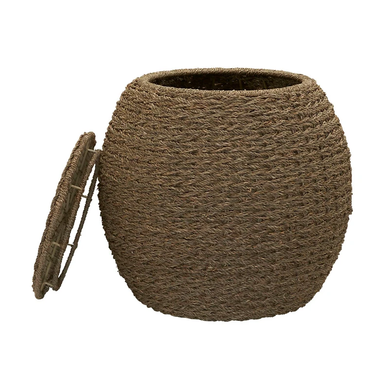 Household Essentials 19" Woven Natural Seagrass Storage End Table