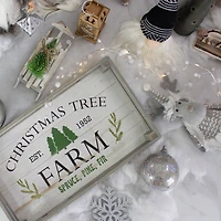 Gray & White Farm Fresh Christmas Trees Wooden Tray Hanging Sign Set