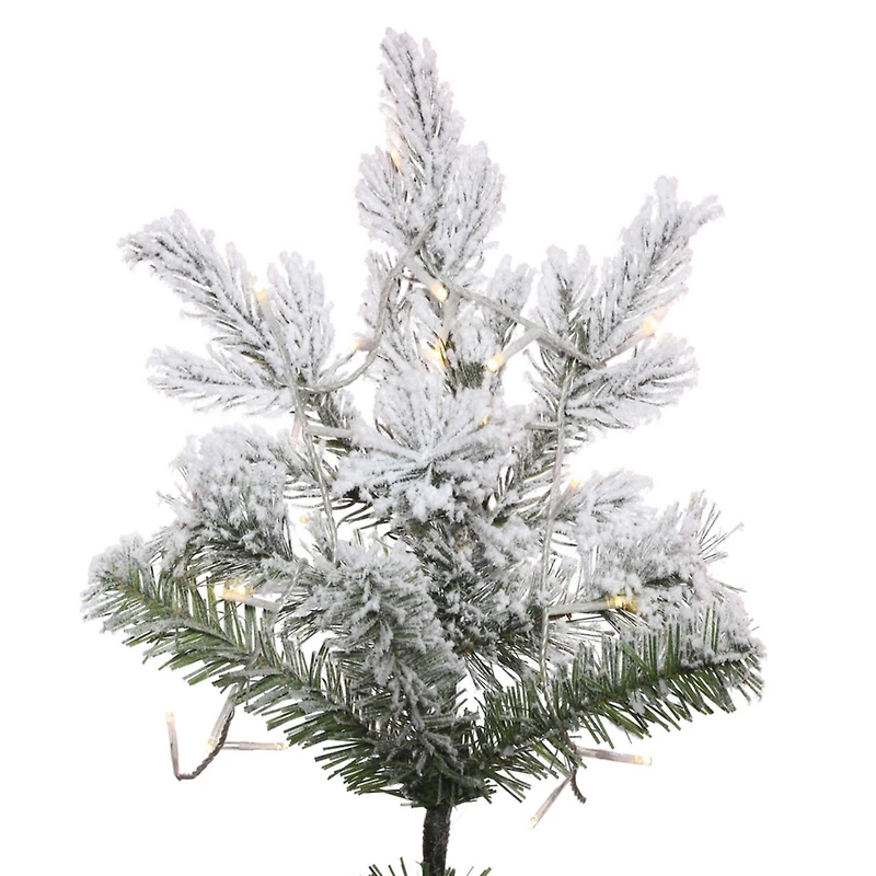 6.5ft. Pre-Lit Flocked Kiana Artificial Christmas Tree, Wide Angle Warm White LED Lights