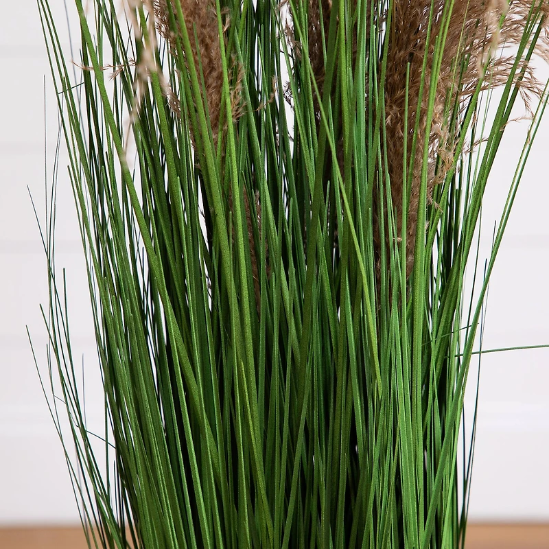 4ft. Green & Brown Artificial Pampas Grass in Black Pot