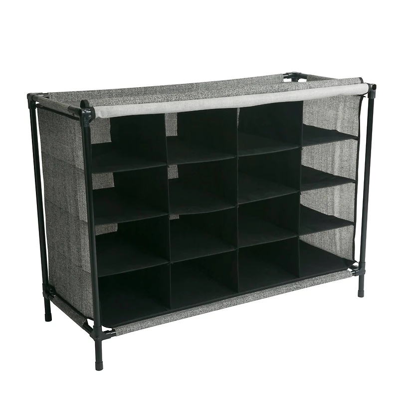 Simplify Black 16 Compartment Shoe Cubby