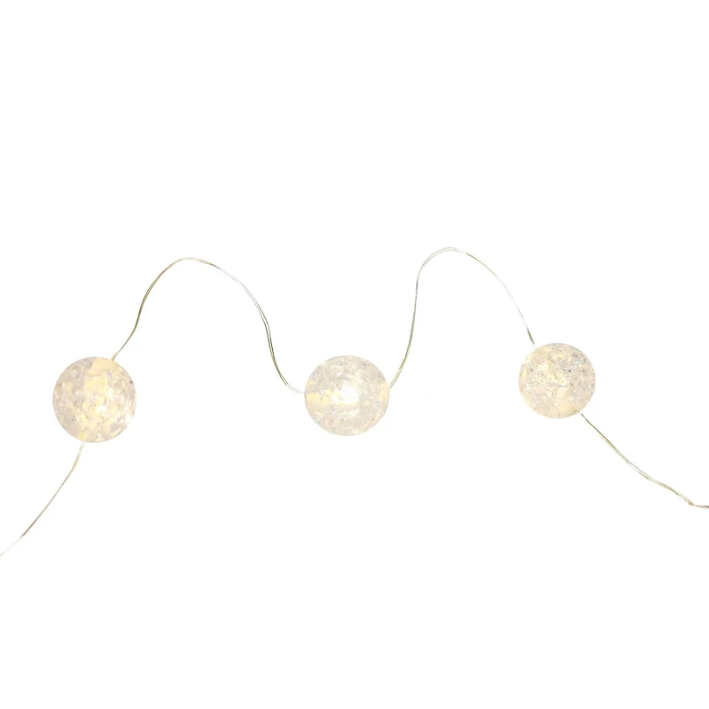 27ct. Warm White LED Clear Cracked Ball String Lights on Silver Wire by Ashland®