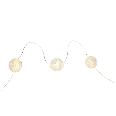 27ct. Warm White LED Clear Cracked Ball String Lights on Silver Wire by Ashland®