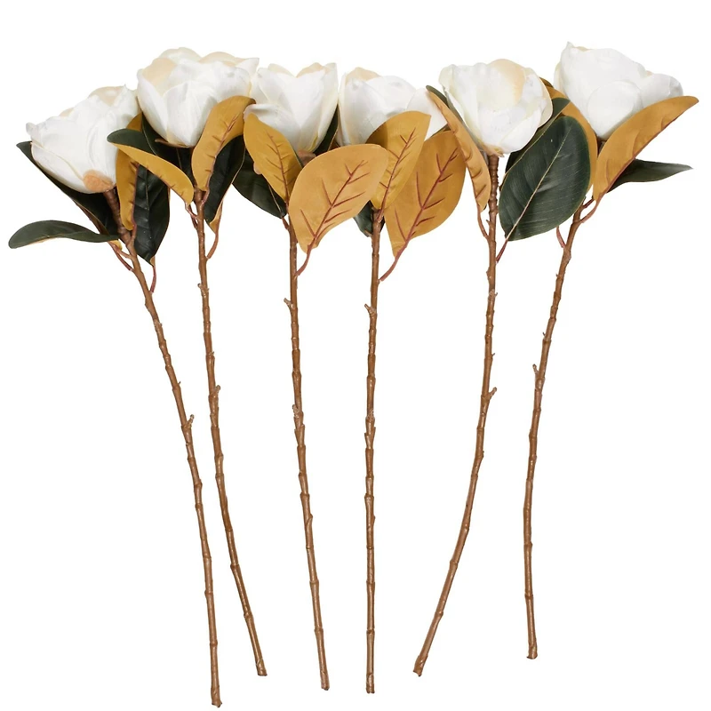 30" White Magnolia Artificial Flower Stem, 6ct.