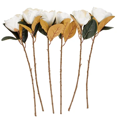 30" White Magnolia Artificial Flower Stem, 6ct.