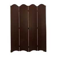 Dark Brown Wood Traditional Room Divider Screen, 71" x 64" x 1"