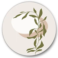 Designart - Abstract Sun and Moon With Green Leaf III