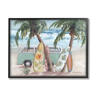 Stupell Industries Summer Waves Tropical Van Surfboards Framed Giclee Art