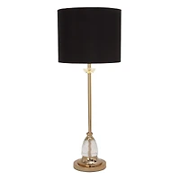 30" Glam Black Metal & Crystal Glass Buffet Lamp