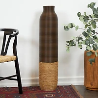 40" Dark Brown Seagrass Handmade Vase