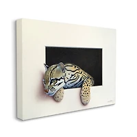 Stupell Industries Wildlife Ocelot Resting Paws Cutout Illusion Canvas Wall Art