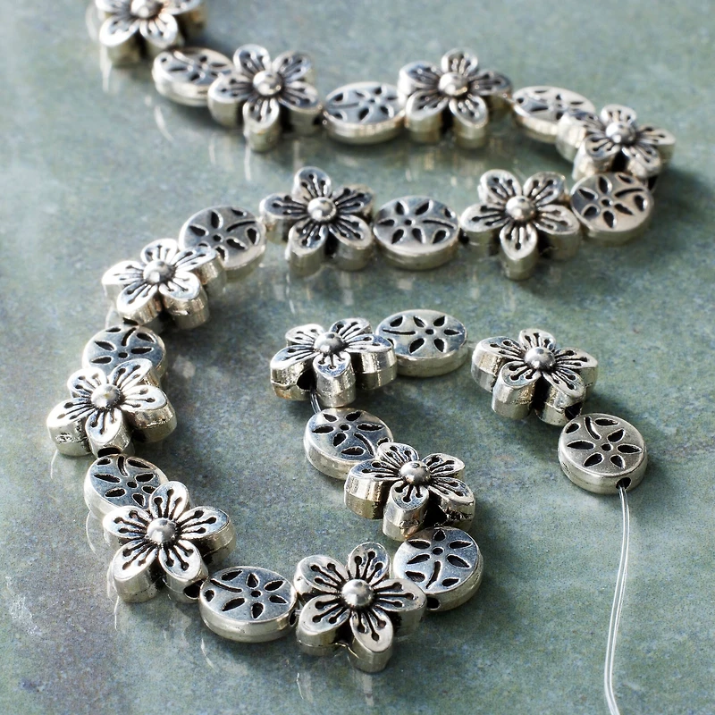 Silver Flower Beads by Bead Landing™