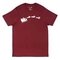 Maroon Sleigh Dogs Adult Crew Neck T-Shirt by Celebrate It