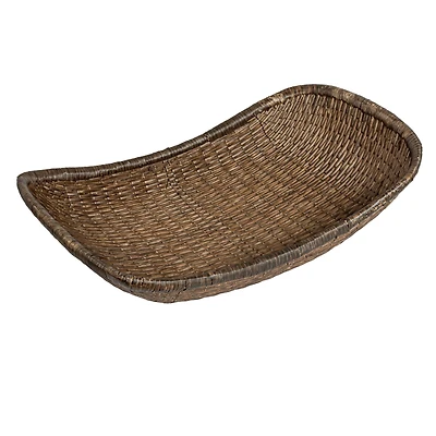 Hello Honey® 34.25" Brown Antique Woven Wicker Tray Basket