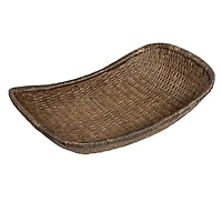 Hello Honey® 34.25" Brown Antique Woven Wicker Tray Basket