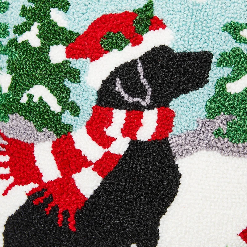 Glitzhome® Hooked Christmas Dog Throw Pillow