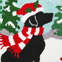 Glitzhome® Hooked Christmas Dog Throw Pillow
